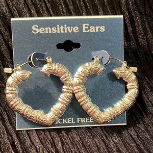 3/$18 Gold Heart Hoop Earrings